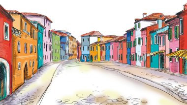 drawn to the old town clipart