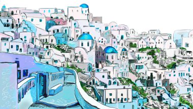 Yunan kasabaya çizim