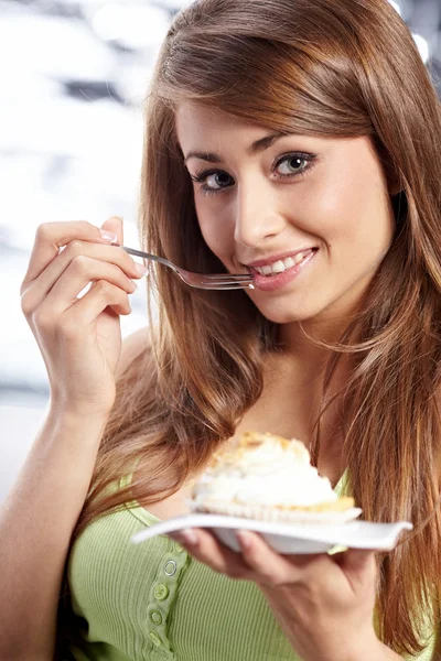 Woman hold cake — Stock Photo, Image