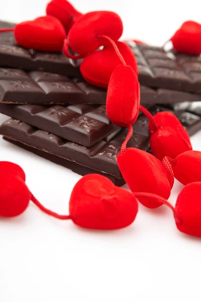 Hearts and chocolate — Stock Photo, Image
