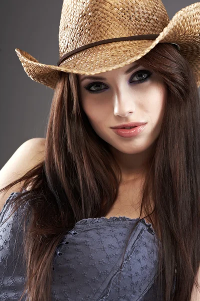 Donna Sexy Con Cappello Cowboy — Foto Stock