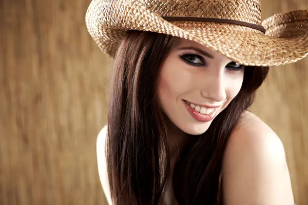 Sexig Kvinna Med Cowboyhatt — Stockfoto
