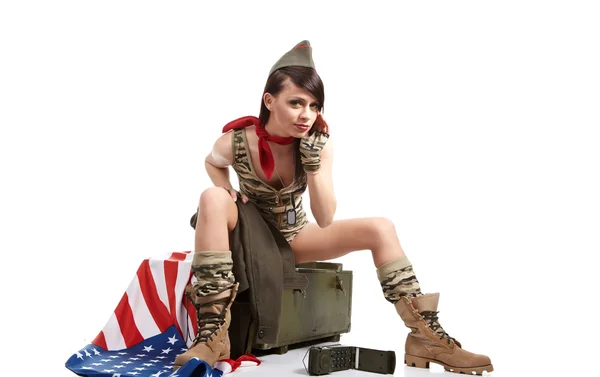 American pin-up army girl Stock Picture