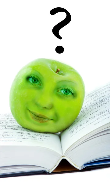 Maçã verde com rosto — Fotografia de Stock