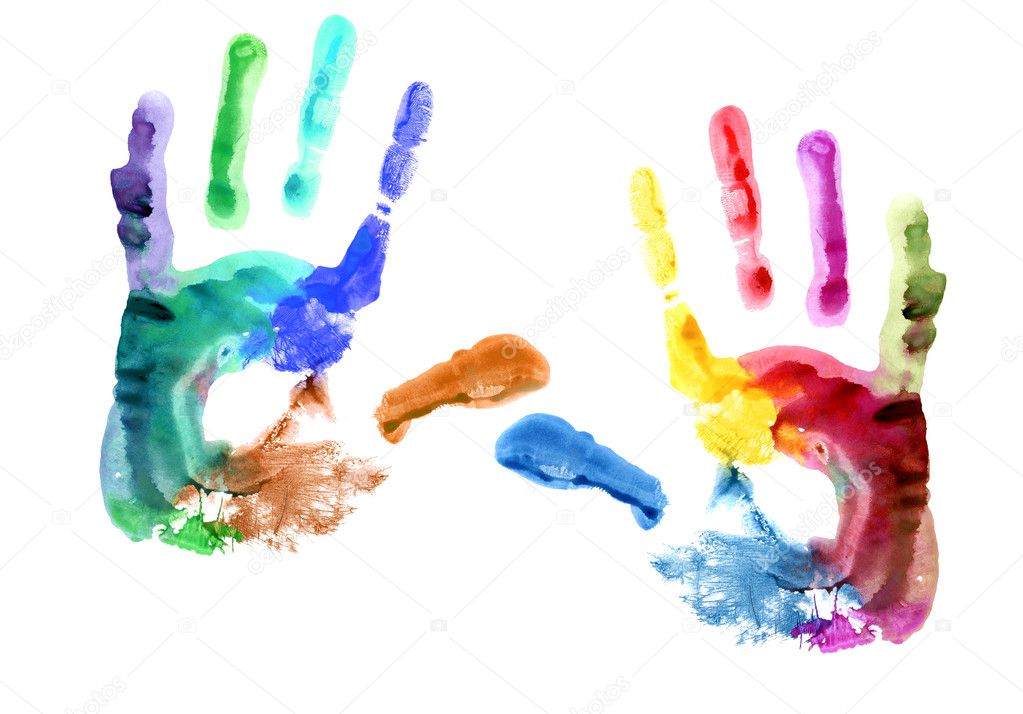 Multicolored hand print.