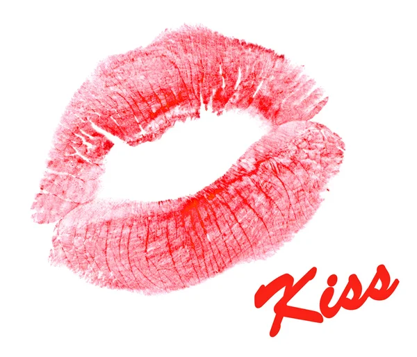 Печать Женского Поцелуя Белом Фоне — стоковое фото