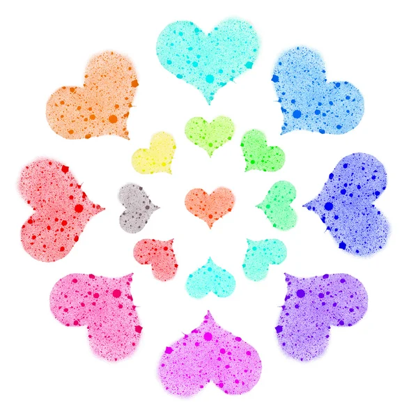 stock image Colorful hearts on white