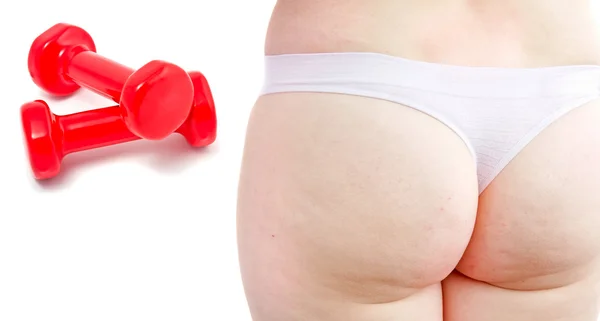 Cellulitis Body Concept Dumbbells Background — Stock Photo, Image