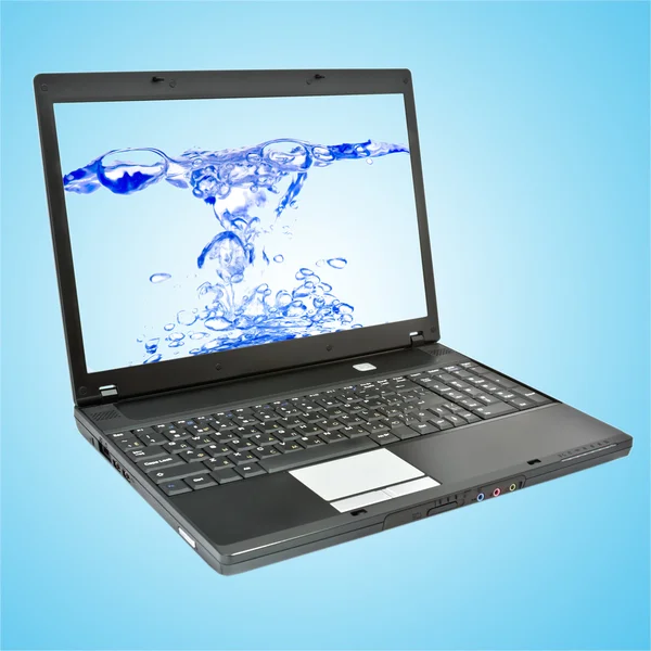 Přenosný Počítač Vodou Obrazovce — Stock fotografie