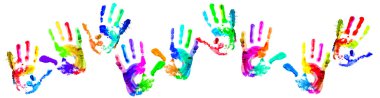 Multi coloured handprints clipart