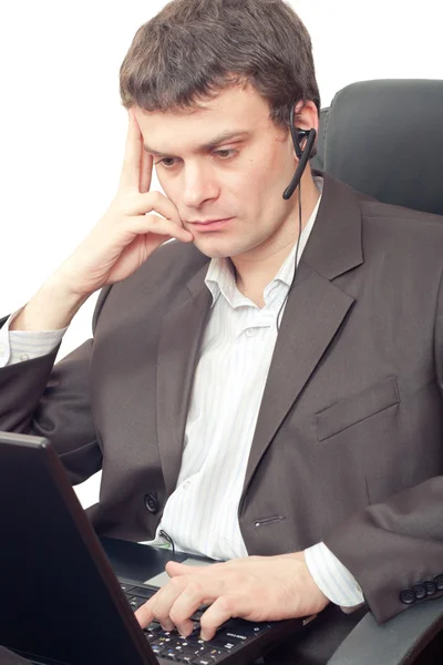 Businessman with headset. — Stock Photo, Image