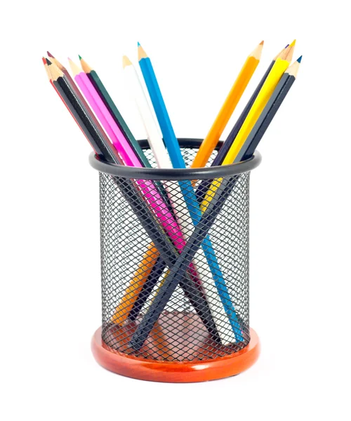 Nombreux Crayons Colorés Sur Fond Blanc — Photo