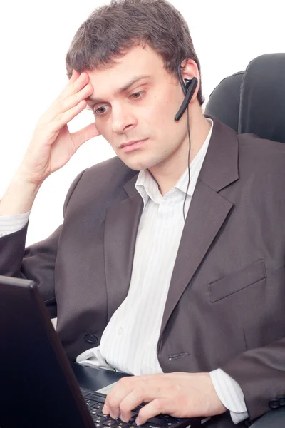 Businessman with headset — Stock Photo, Image