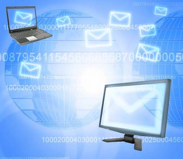 Monitor Laptop Und Mail Korrespondenz — Stockfoto