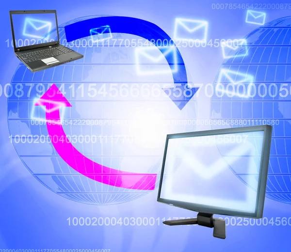 Monitor Laptop Und Mail Korrespondenz — Stockfoto