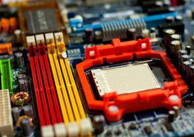 Close-up photo of view of system board (computer part) clipart