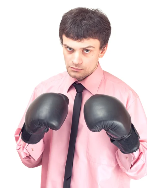 Homme d'affaires avec gants de boxe. — Photo