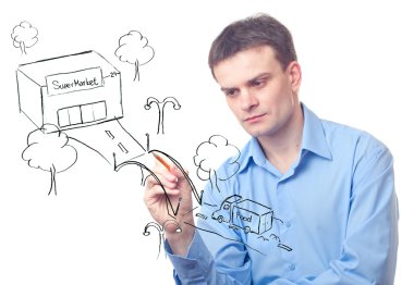 Businessman drawing a bridge clipart