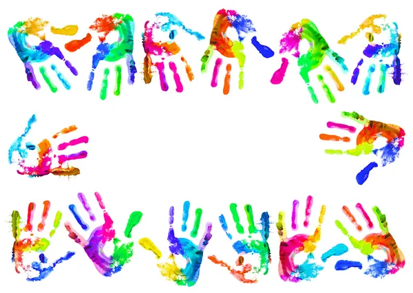 Разноцветные отпечатки рук — стоковое фото