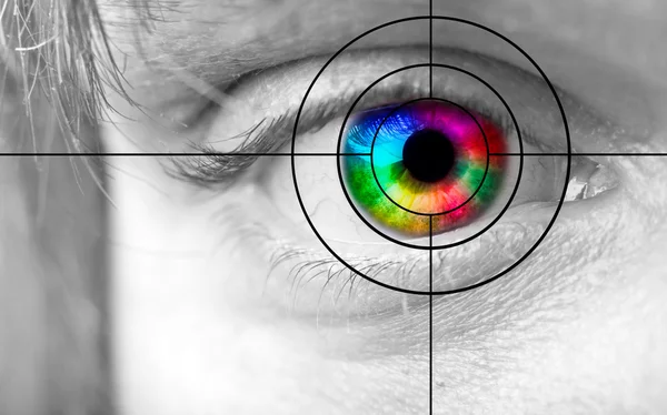 Colourful man's Eye and the target — Stock Photo, Image