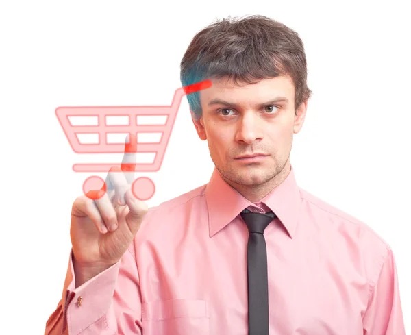 Man and cart icon — Stock Photo, Image