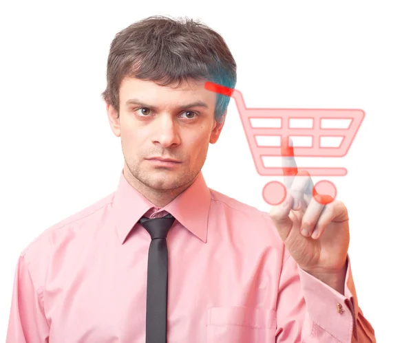 Man and cart icon. — Stock Photo, Image