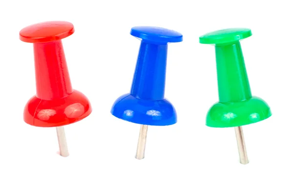 Three colored pushpin — Stock Photo, Image