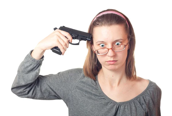 Woman with pistol — Stock Photo, Image