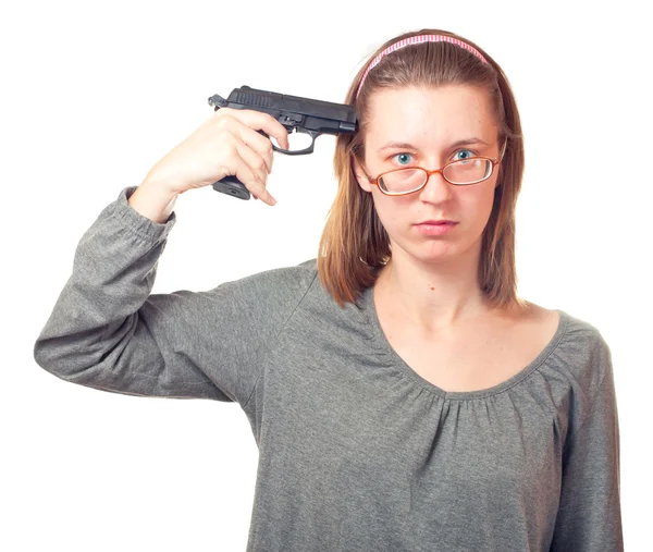Женщина с пистолетом . — стоковое фото