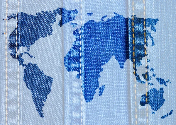 Mappa del mondo di jeans — Foto Stock