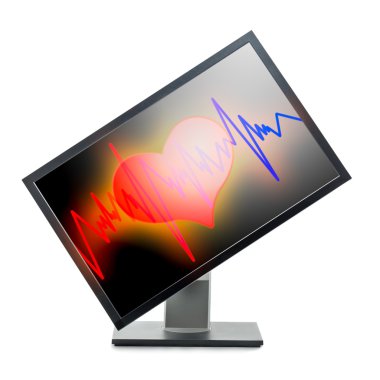 Monitor with heart on screen. clipart