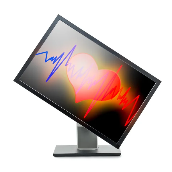 Monitor with heart on screen. — Stock Photo, Image