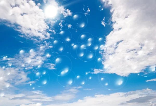 Soap bubbles on blue sky — Stock Photo, Image