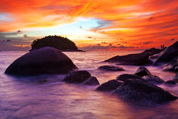 Bellissimo Tramonto Tropicale Sul Mare Tailandia — Foto Stock