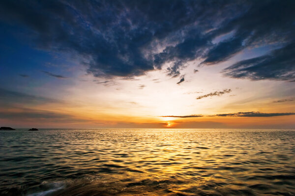 Colorful sunset in the tropical sea. Thailand