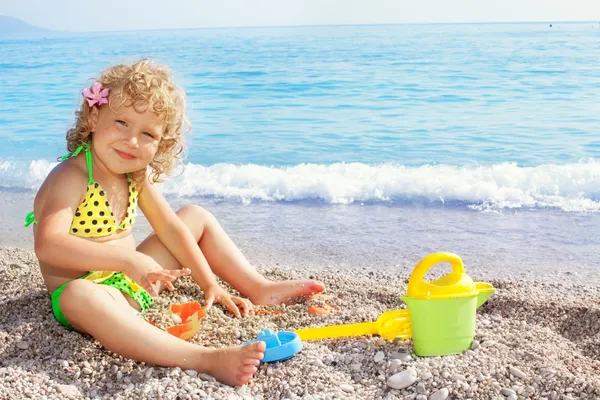 Schönes Kleines Mädchen Strand — Stockfoto