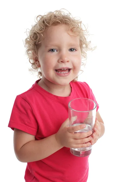 Child with a water glass — Stock Photo, Image