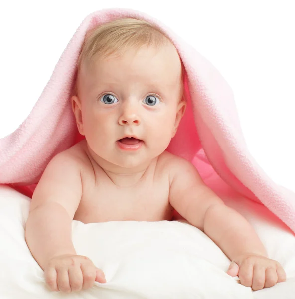 Όμορφο Μωρό Απομονωμένο Στο Λευκό — Φωτογραφία Αρχείου