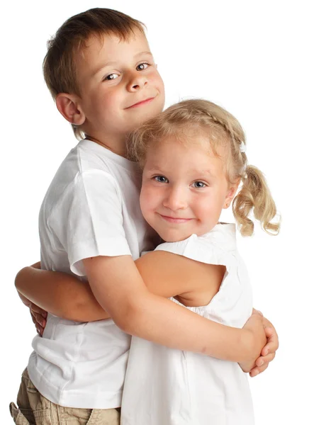 Crianças Felizes Isoladas Branco — Fotografia de Stock