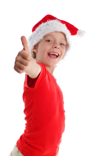 Niño feliz en sombrero de Navidad —  Fotos de Stock