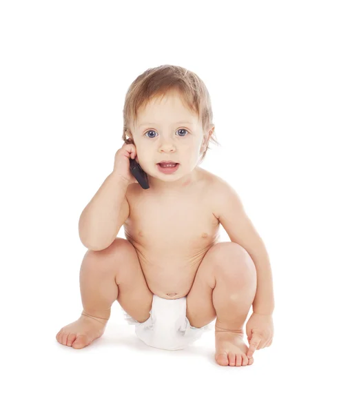 Baby with telephone — Stock Photo, Image