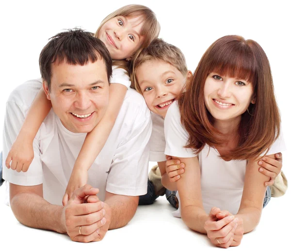 Famiglia Felicità Sullo Sfondo Bianco — Foto Stock