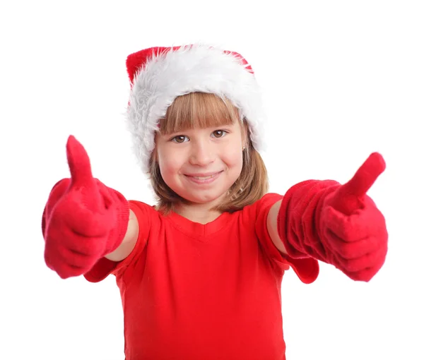 Criança feliz em chapéu de Natal — Fotografia de Stock