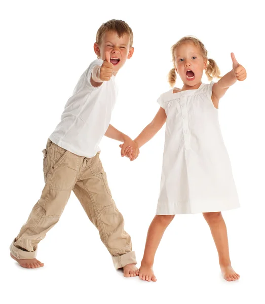Χαρούμενα Παιδιά Απομονωθεί Λευκό — Φωτογραφία Αρχείου