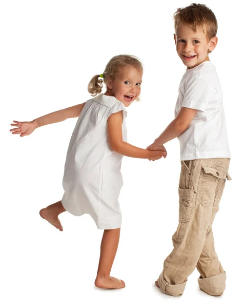 Щасливі Діти Ізольовані Білому — стокове фото