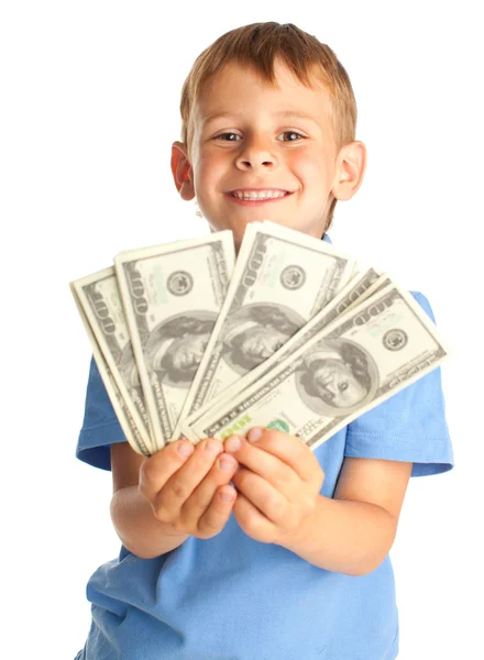 Criança com dólares — Fotografia de Stock