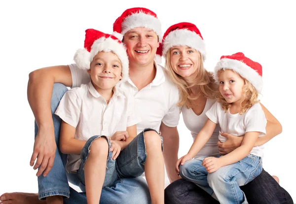 Felicità Famiglia Cappello Natale Isolato Bianco — Foto Stock