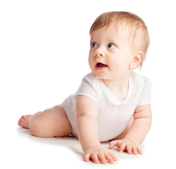 Bebê Feliz Isolado Branco — Fotografia de Stock