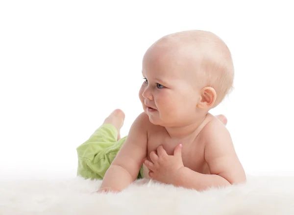 Bebé Feliz Una Alfombra Suave —  Fotos de Stock