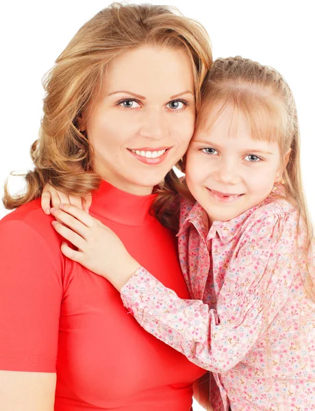 Mother Daughter Isolated White — Stock Photo, Image
